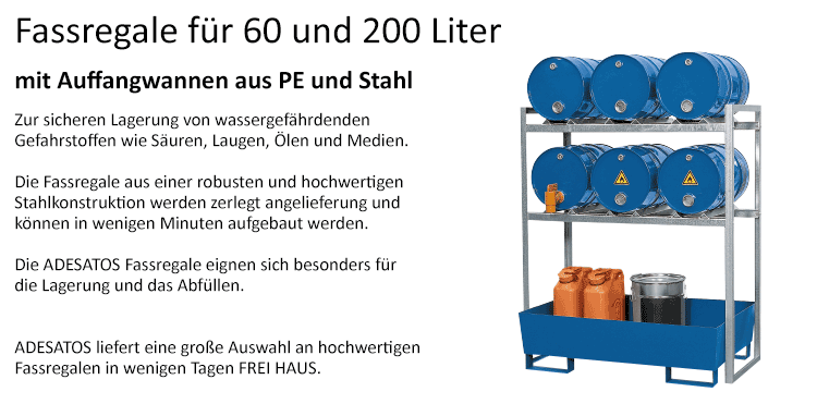 Fassregale für 60 und 200 Liter Fässer Fassregale für 60 und 200 Liter Fässer